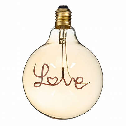 GloboStar LED Λάμπα LOVE Filament E27 G125 Γλόμπος 2.4W Κόκκινο Φως