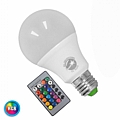 GloboStar RGB LED Λάμπα Ε27 Α70 Γλόμπος 8W Με Ασύρματο Χειριστήριο : 1