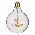 GloboStar LED Λάμπα BE HAPPY Filament E27 G125 Γλόμπος 4W : 1